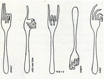 Fig.  1.5	  Bruno  Munari のフォークのスケッチ	 