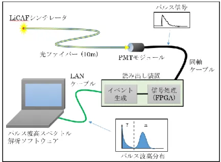 図  1  LiCAF シンチレータを用いたリアルタイム中性子モニターの概要 