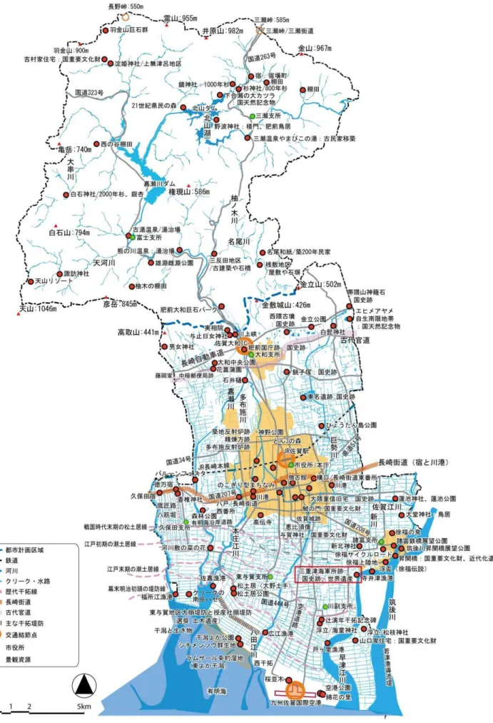 図 7  佐賀市の資源分布図（佐賀市景観計画：佐賀市 を元に作成） 