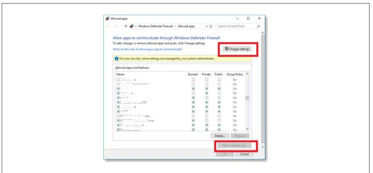 図 1.3  許可されたアプリケーション 