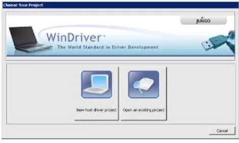 図 5.1: WinDriver のプロジェクトを開く、または新規作成 