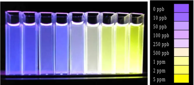 Fig. 3 Color transition with the concentration change of Se-DAN in the visual determination method.
