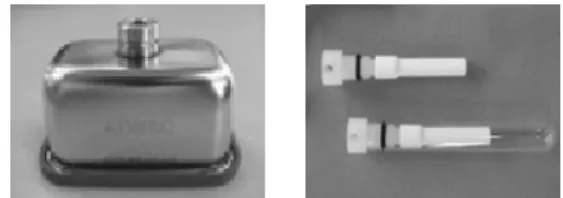 Fig. 1    micro cell (left) and diffusion sampler (right). 