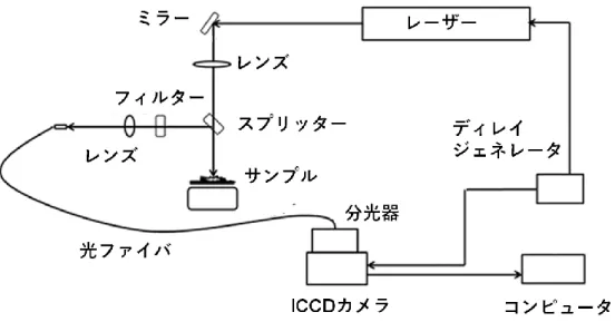 図 2 : LS-DP-LIBS の 実 験 概 略 図 3. 実験結果及び考察  3.1  試料表面状態の影響  固体試料を対象とした場合，LIBSではレーザー照射面の組成分析を行うことになる．こ のため，通常のLIBSでは，対象となる試料の表面状態がLIBSの分析性能に影響を及ぼす． LS-DP-LIBSでは，ロングパルスレーザーにより計測対象表面のクリーニングを行うため， 通常のLIBSに比較し，表面性状の影響を大幅に低減できる 12)-14) ．この効果を実証するため， 表面を研磨した鋼材と表面が錆