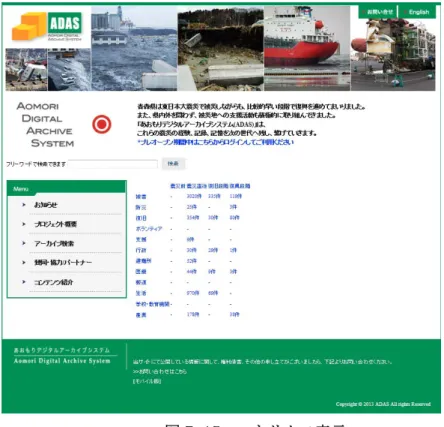 図 7- 15  マトリクス表示  (c)  システム構築における課題  ①  スマートフォン・タブレット端末の対応について  青森プロジェクトでは、スマートフォン、タブレット端末対応用の公開機能を構築し ましたが、今後開発される端末の機種によっては、うまく表示できないなどの不具合が 発生することが予想されます。  iOS 端末 68 に関しては画面サイズが固定されており、将来的にも多様なバリエーショ ンが発生するとは考えにくいと思われます。しかし、Android 端末 69 に関しては様々な 画面サイズが