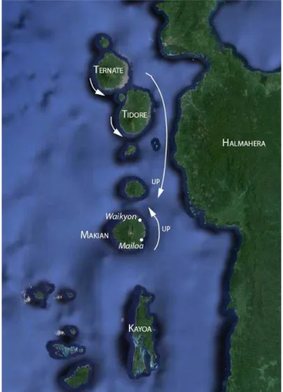 Figure 4. UP direction in the offshore islands of Ternate, Tidore, and Makian 