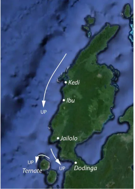 Figure 5. UP direction along the northwest coast of Halmahera 
