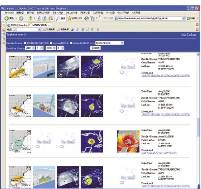 Fig. 2.1.1-4    An Example of JAXA /EORC the JAXA/EORC Tropical Cyclone Tropical  Cyclone Database Database web page