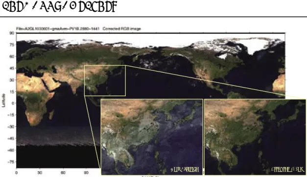 Fig. 2.1.2-16 Performance of the atmospheric correction scheme with and without using 380nm  channel (GLI channel 1) reflectance