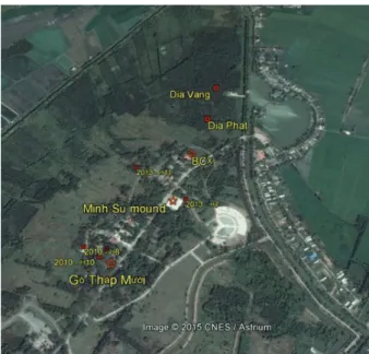 Fig. 8   ゴータップ遺跡の主な発掘区域 Main excavated areas in Go Thap site