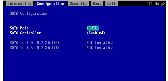 図 2.8 [SATA Configuration]メニューの表示例 