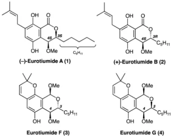 Fig.  1.  Reported Structures of Eurotiumide A, B, F, and G