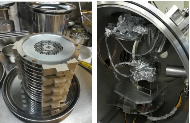 図 2：2keV の O+ビーム照射時の質量分析器おける飛行時間(TOF)特性.  数値モデルの結果(左)と