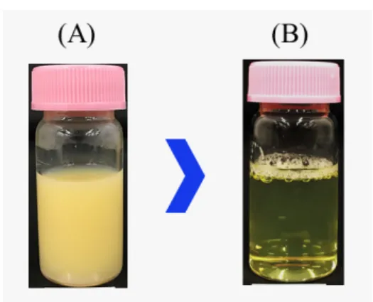 Fig.  2 に Silybin/Hsp-G  (1/5)  の 処方 での 粉砕 前後 の ス ラリ ーの 外観 を示 す。 150 分粉 砕後 の Silybin/Hsp-G  (1/5)  は澄明となっていることが確認された。Fig