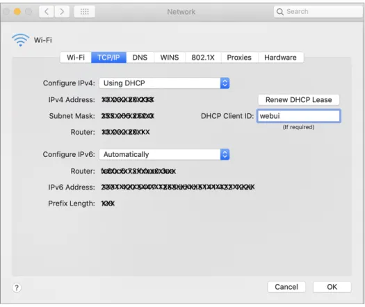 図 2 : Mac での DHCP クライアント識別子のセットアップ