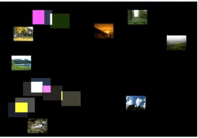 図  3  《Breath of Earth》実行画面  3.2  成果および考察  3.2.1  《Color Sound》  この作品では，位置情報の音声変換を試みた．Max/MSP を用いることで，描画した 画像の位置情報を音声のピッチや周波数へと変換できることを確認した．これにより， GPS 機器の位置情報も同様に音声に変換すると判断できた．  3.2.2  《Walking Sound》  この作品では，移動の視覚化と音声素材の使用を試みた．GPS 所持者が動いた様子 をモニタ上の地図に表示し，音