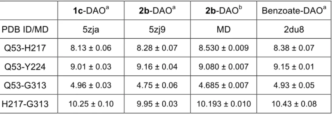 Table 6 Distance between the residues that surround the active site in the  D state.   