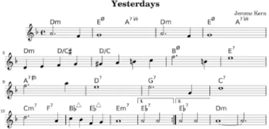 図 1 譜例 :Jerome Kern 作 Yesterdays