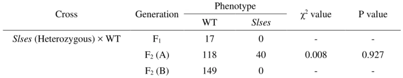 Table 1. Comparison of the numbers of flower organs between the Slses mutant and  WT. 