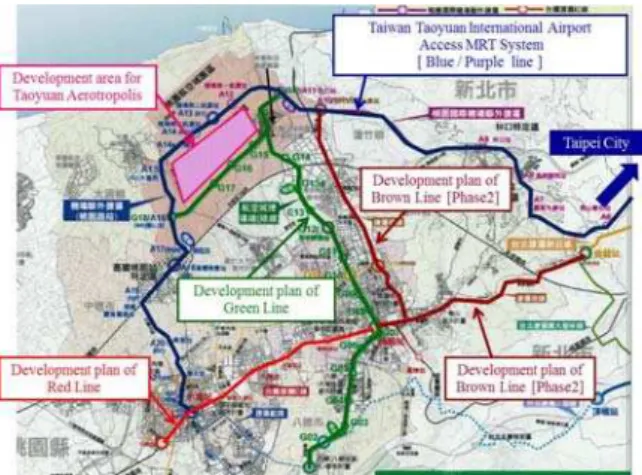 Figure 2. Development project map of the  public railway system in Taoyuan 