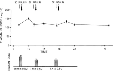 Fig. 3. Mean plasma glucose profile in response to the prandial regular insulin injections in 33 non-obese NIDDMwith secondary failure on sulfonylureas.