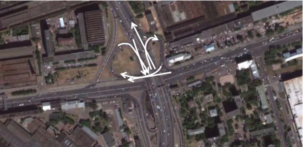 Figure 6 An Example of Concentrated Weaving Sections (photo form Google Earth)  2.2.4 Confusing Ways of Left Turn 