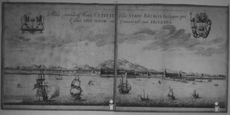 図 13 バタヴィア景観図 銅版図版 2 枚続 国立科学博物館蔵