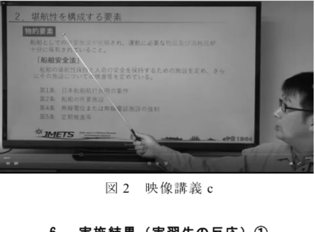 図 2  映 像講 義 c  6.  実 施 結 果（ 実 習 生の 反 応 ）①   実 習 生 の 映 像 講 義 に 対 す る 反 応 を 確 認 す る た め、 作成 し た映 像講 義 （前 述 a