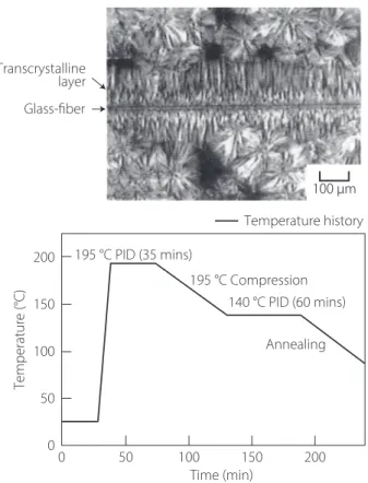 Figure 2: Spherulites and temperature history