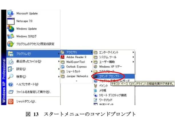 図  13  スタートメニューのコマンドプロンプト 