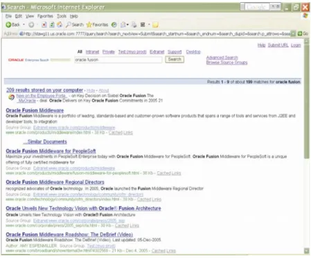 図 3 ： Oracle Secure Enterprise Search と Google 企業向けデスクトップの統合 この統合には双方向性があります。ユーザーは、Oracle SES検索画面にGoogle 企業向けデスクトップからの検索結果を含めることができ、Google企業向けデスク トップを使用して検索した場合、Oracleの検索結果が表示されるように、Oracle  SESをデータソースとして構成することもできます。  オラクルは、 複数のデスクトップ検索の統合を実現するために、他のデスクトッ プ