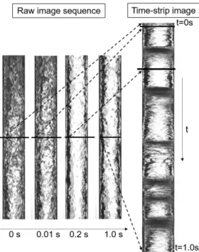 Fig. 3  Example of time strip images (SU, J G  = 7.0  m/s, J L  = 0.8 m/s) . 