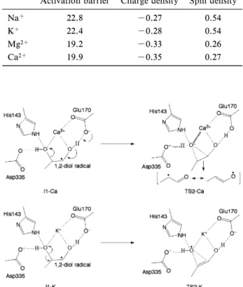 Table 3. Calculated Activation Barrier (kcal/mol) of the OH Group Migration and Mulliken Charge and Spin Densities on the Migrating OH Group for a Cluster Model Using a Dielectric Constant of 6.0 at the B3LYP/6-311GLevel of Theory