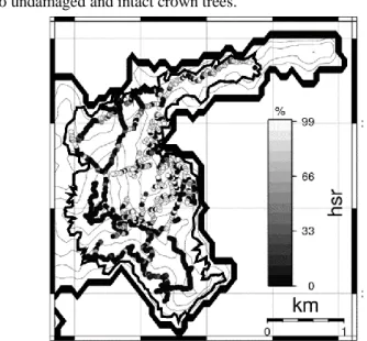 Fig. 5 Distribution of relative scorch crown height, hsr 