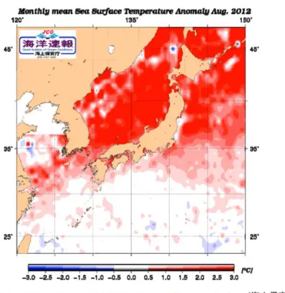図 5.2-5  調査時期の海表面水温の平年値からの偏差図 