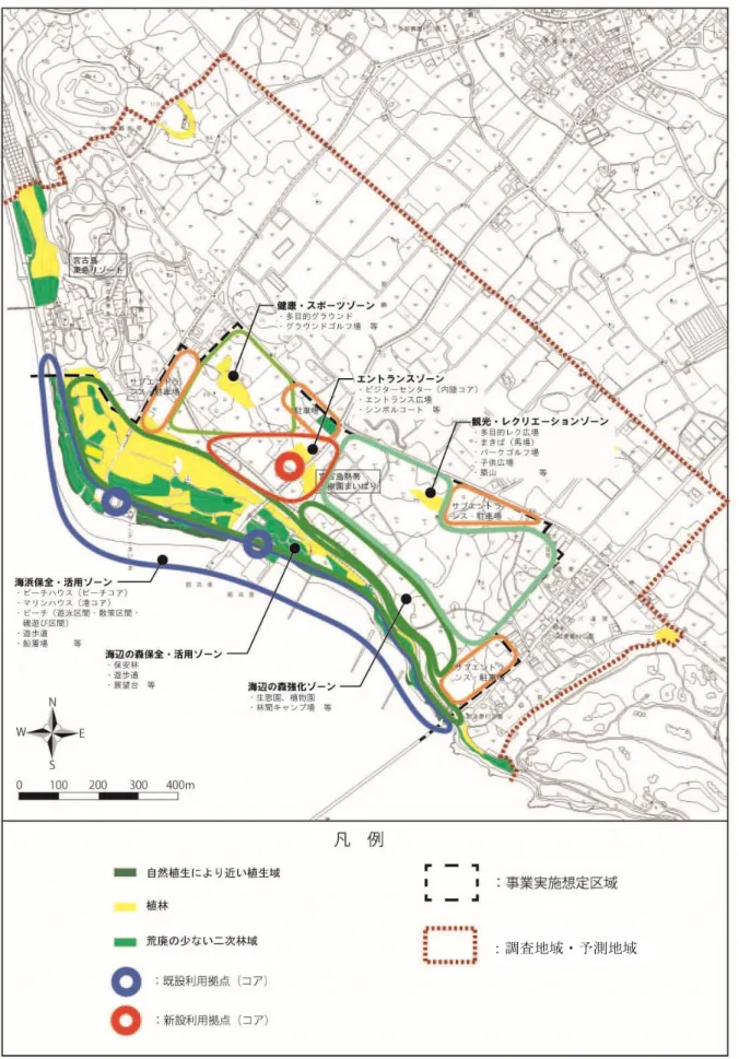 図 5.3.2-3  生態系保全上重要な自然環境とＢ案との重ね合わせ 