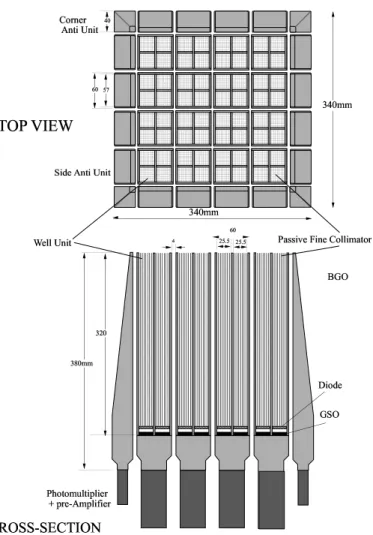 Figure 3.13: Schematic drawing of HXD Sensor. It consists of 16 Well-counter units and 20 Anti-counter units.