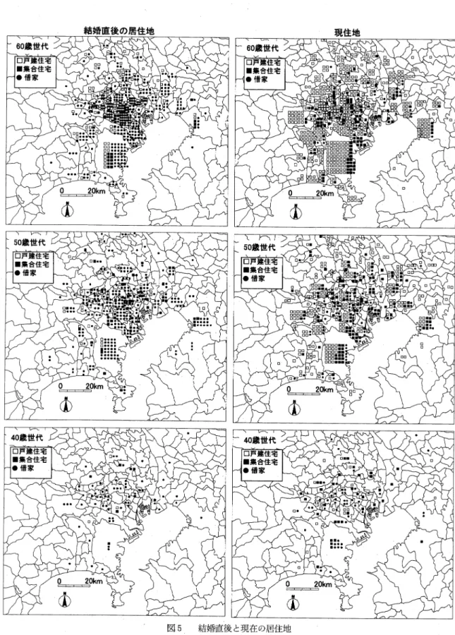 Fig.  5  The  distribution  of  residential  place  immediately  after  marriage  and  at  present
