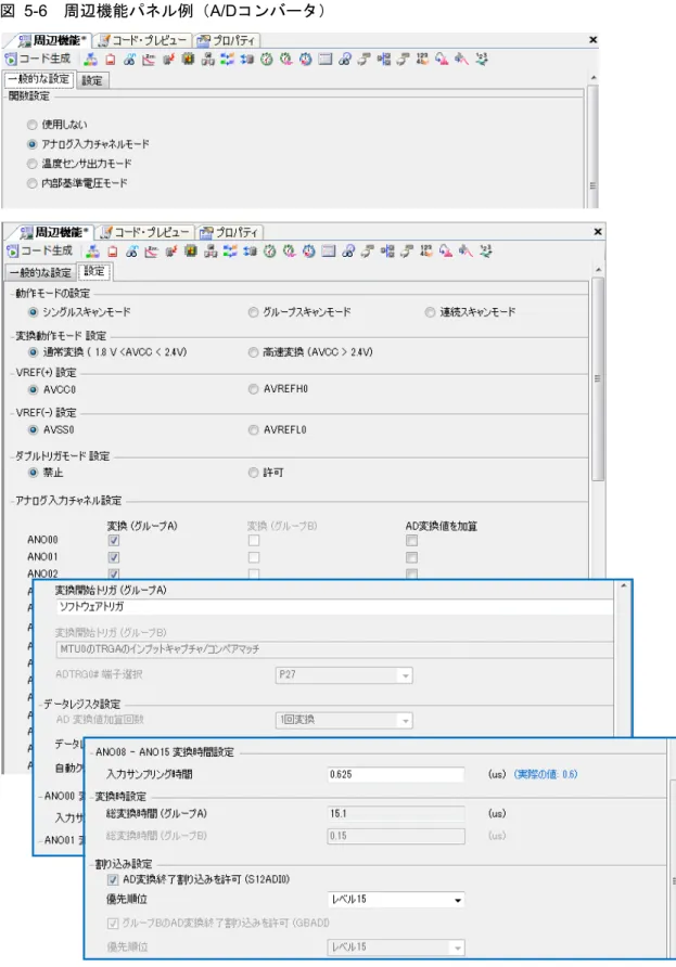 図   5-6  周辺機能パネル例（A/Dコンバータ） 