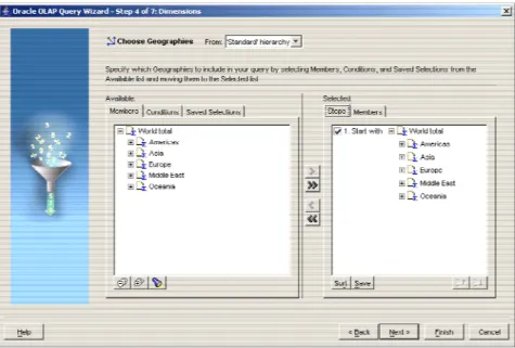 図 9: BI Spreadsheet Add-in Query Builder −  ディメンション・メンバーの手動選択 