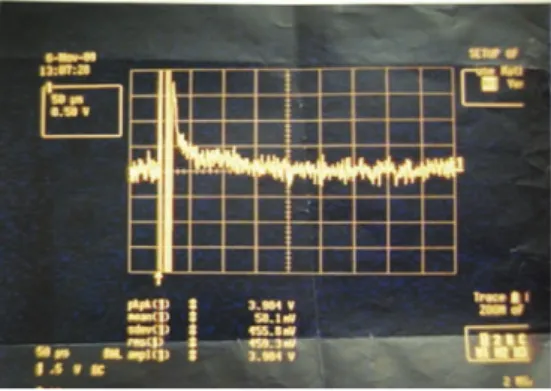 図 12: 室温における MgH 2 の FID 信号（パルスの繰り返しが速いとき： 1 秒）（横軸： 50µs/div. ）