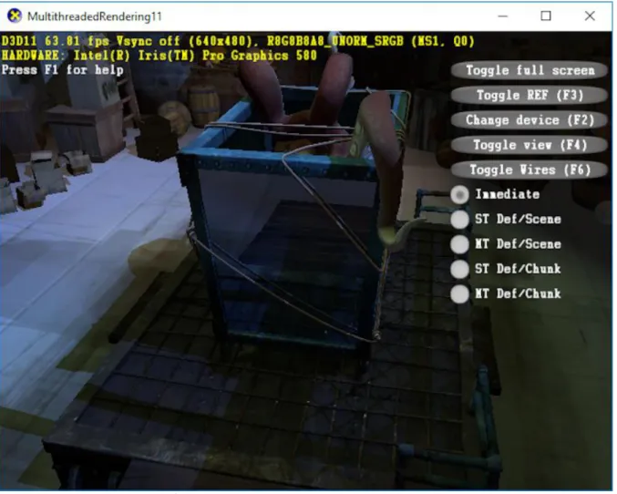 図 4. DirectX* SDK (2010 年 6 月) の「MultithreadedRendering11」 3