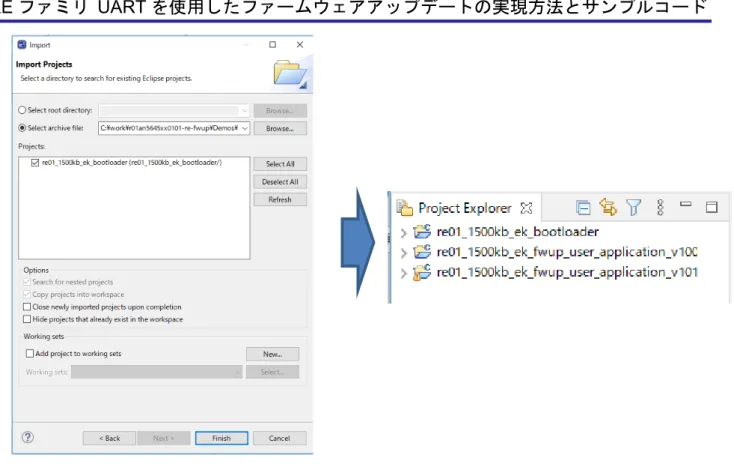 Figure 5-4  e2studio  プロジェクトの選択とビルド 