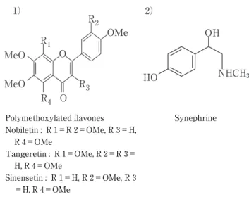 Fig． １ Polymethoxylated flavones and SynephrineSynephrine