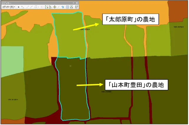 図 5  小地域境界による農地ポリゴン分割の例 