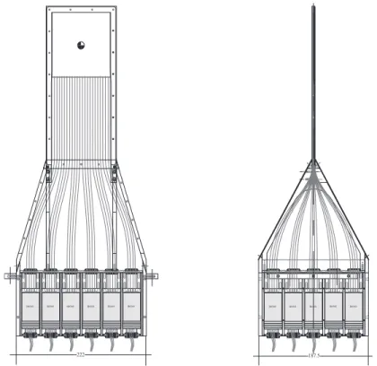 Fig. 1 Sketch of the newSFD structure. The sensitive area is 10 cm × 10 cm. The thickness of the material is 3mm corresponding to 1% X 0 