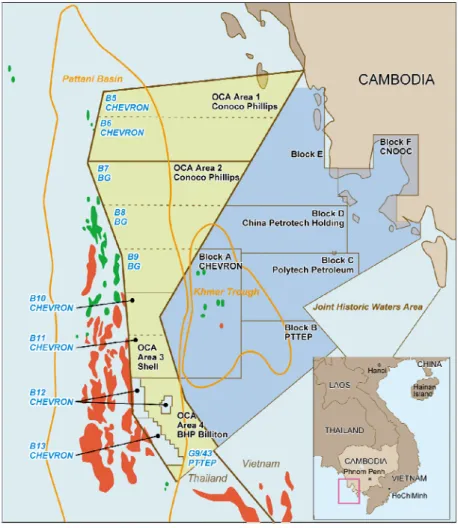 図 7  タイ・カンボジア境界未解決地域（OCA、Overlapping Claims Area）  出所：各種情報・報道 