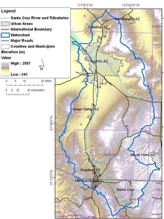Figure 2. Map of the Santa Cruz watershed. 