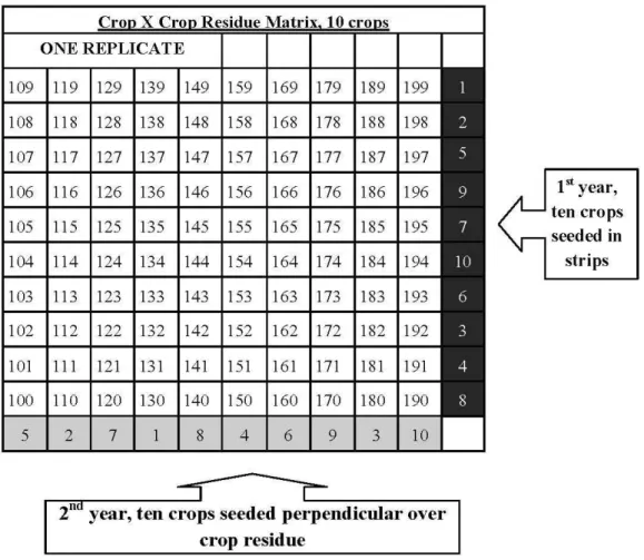 Figure 1. A crop x crop residue matrix used to evaluate the influences of crop sequences 