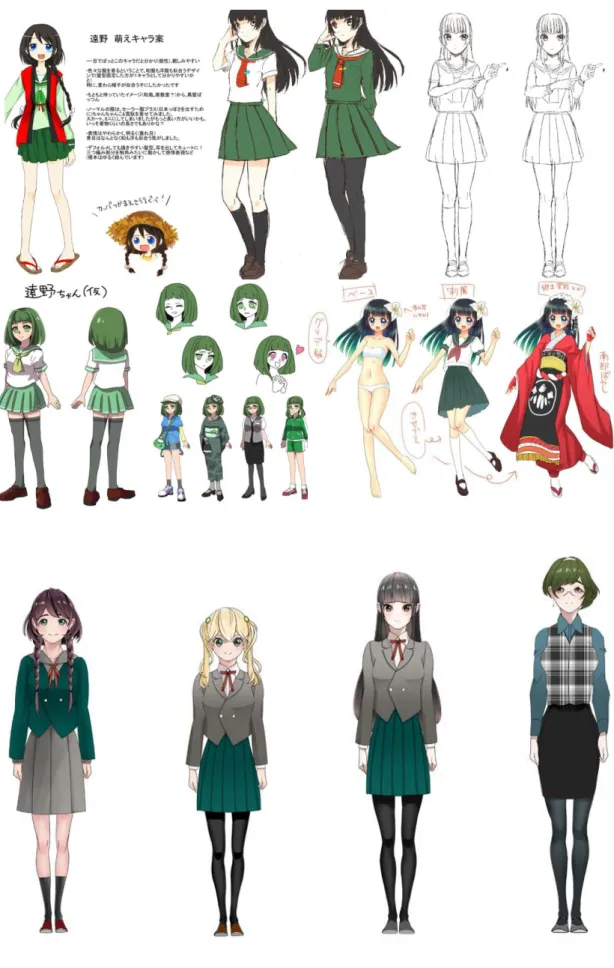 図 4：萌えキャラ原案及び修正案の事例（順不同）